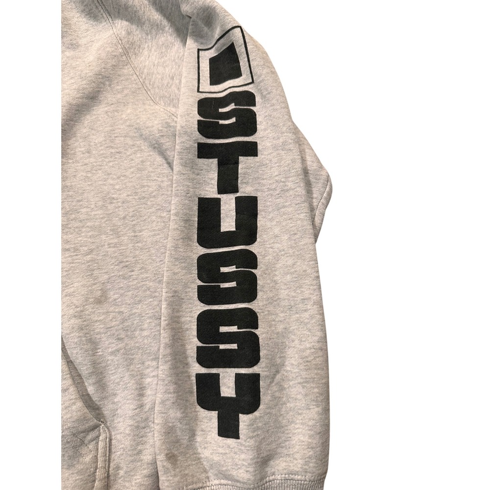 Stussy Mens Heather Gray Sleeve Logo Fleece Pullover Hoodie Size L Z40SAGR018 - Picture 3 of 8